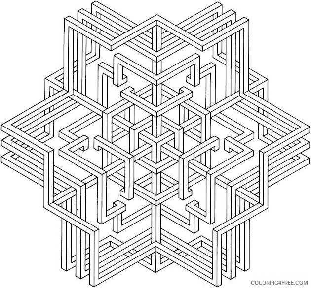 3d geometric coloring pages printable Coloring4free