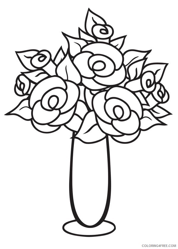 Flower Vase Coloring Pages Printable Coloring4free