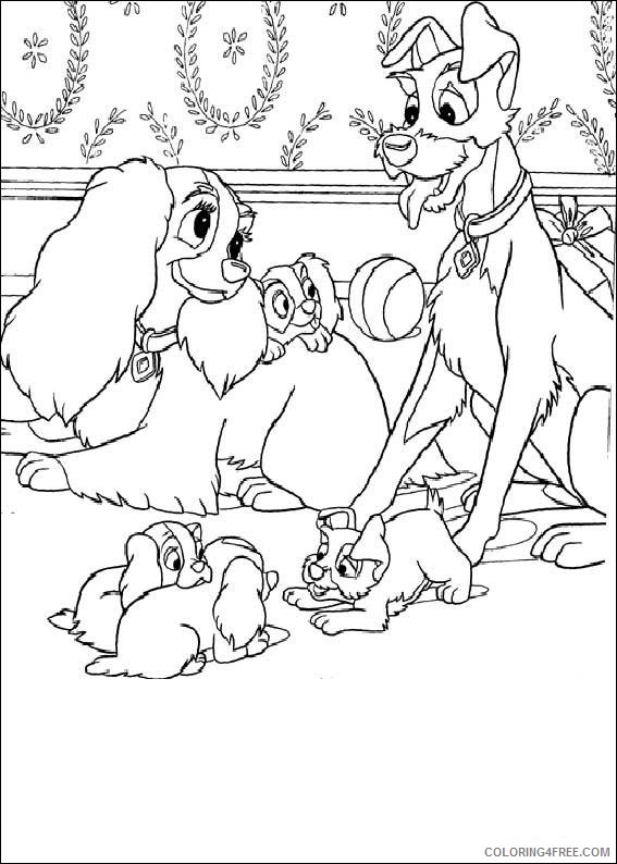 Lady and the Tramp Coloring Pages Printable Coloring4free