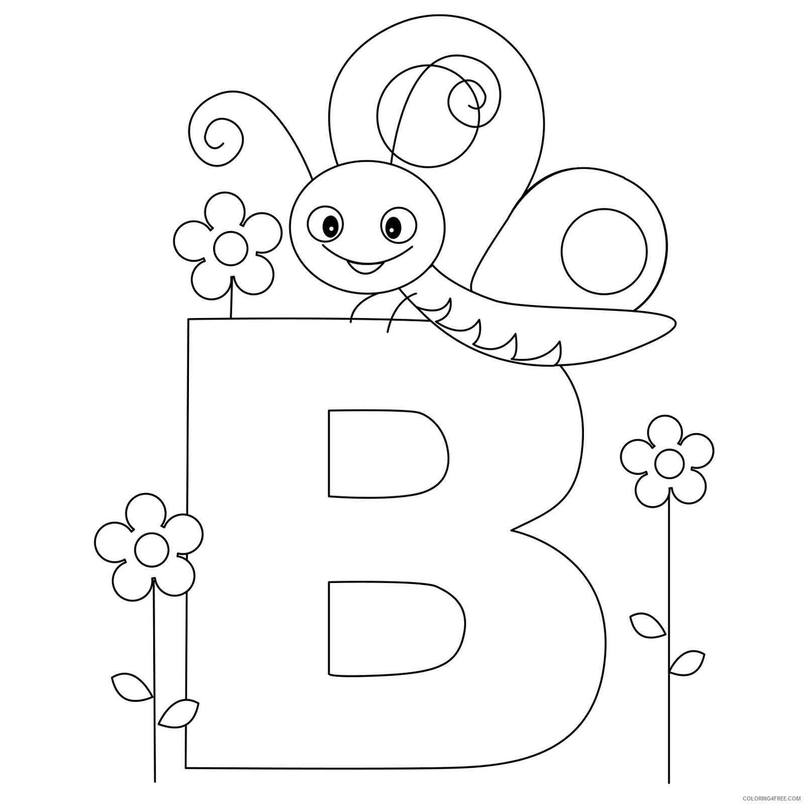abc coloring pages b for butterfly Coloring4free