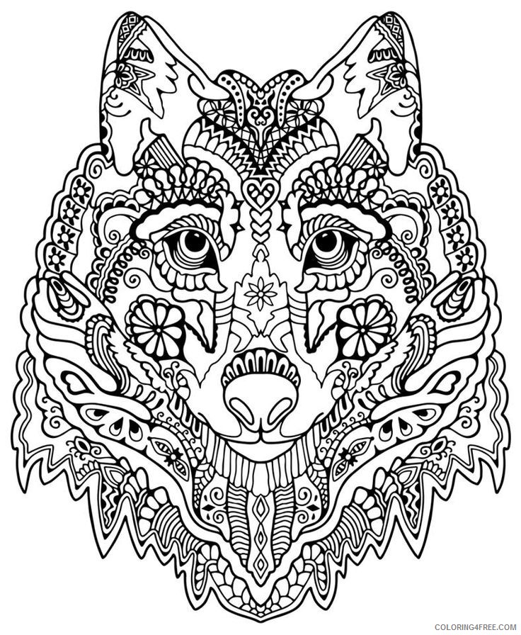 abstract wolf coloring pages for adults Coloring4free