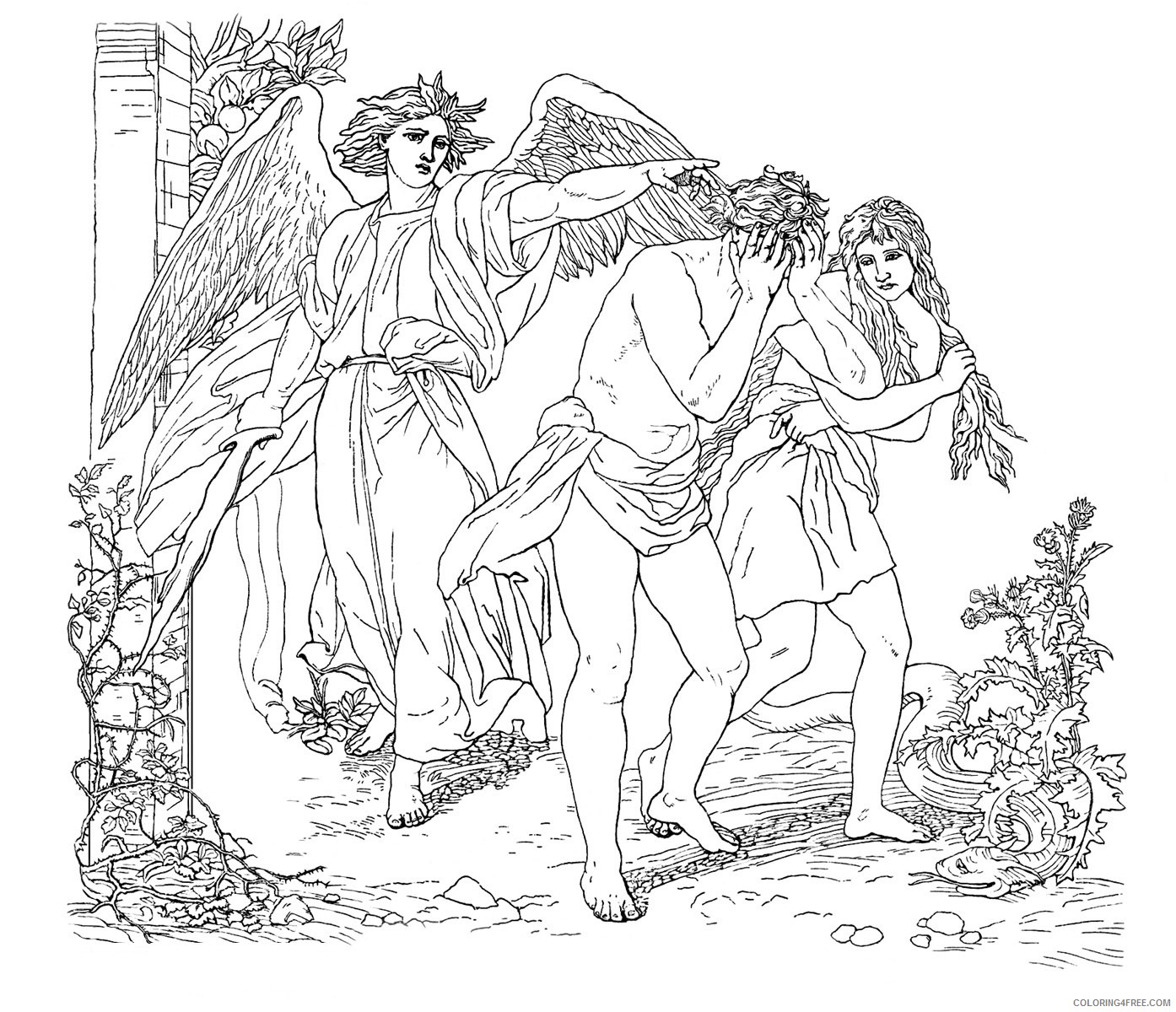 adam and eve coloring pages expelled from eden Coloring4free