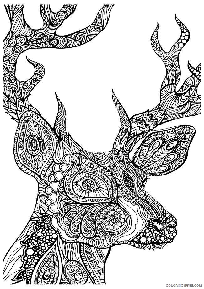 adult coloring pages deer head Coloring4free