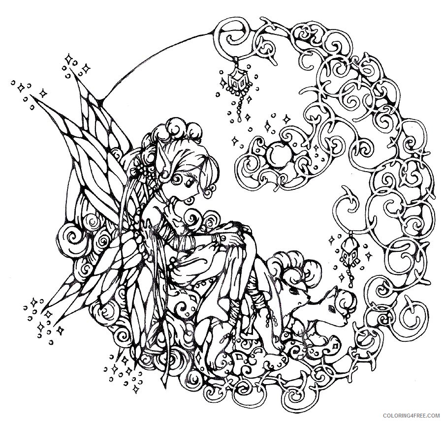 adult coloring pages fairy art Coloring4free