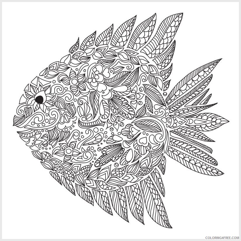 adult coloring pages fish pattern Coloring4free