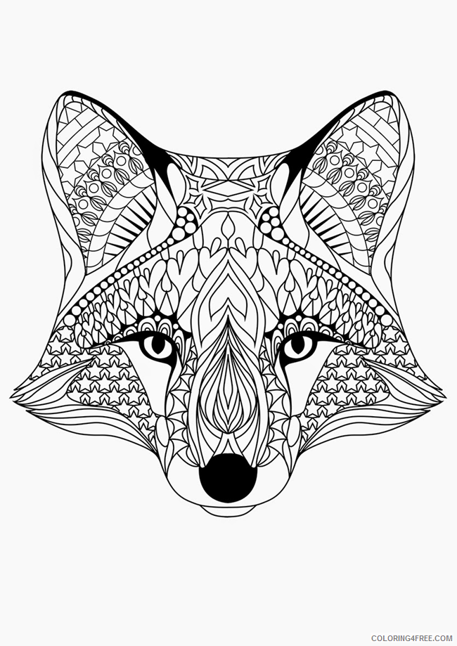 adult coloring pages fox head Coloring4free