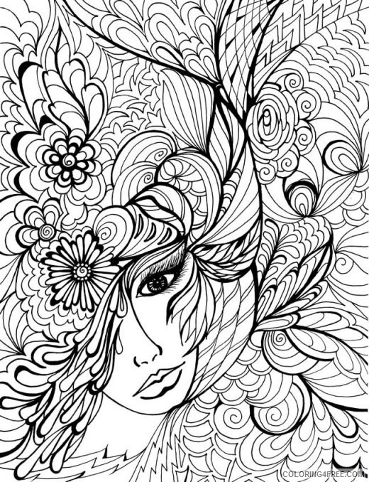 adult coloring pages girl face Coloring4free