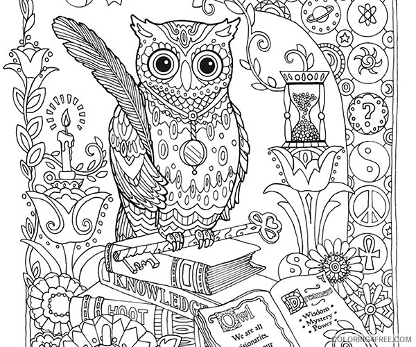adult coloring pages hard owl Coloring4free