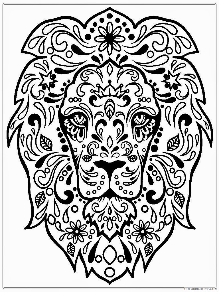 adult coloring pages lion face Coloring4free
