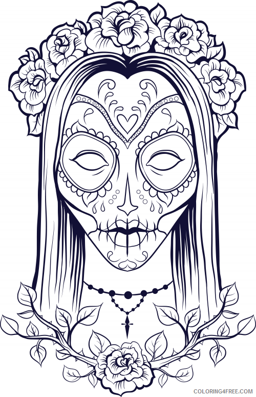 adult coloring pages sugar skull girl Coloring4free