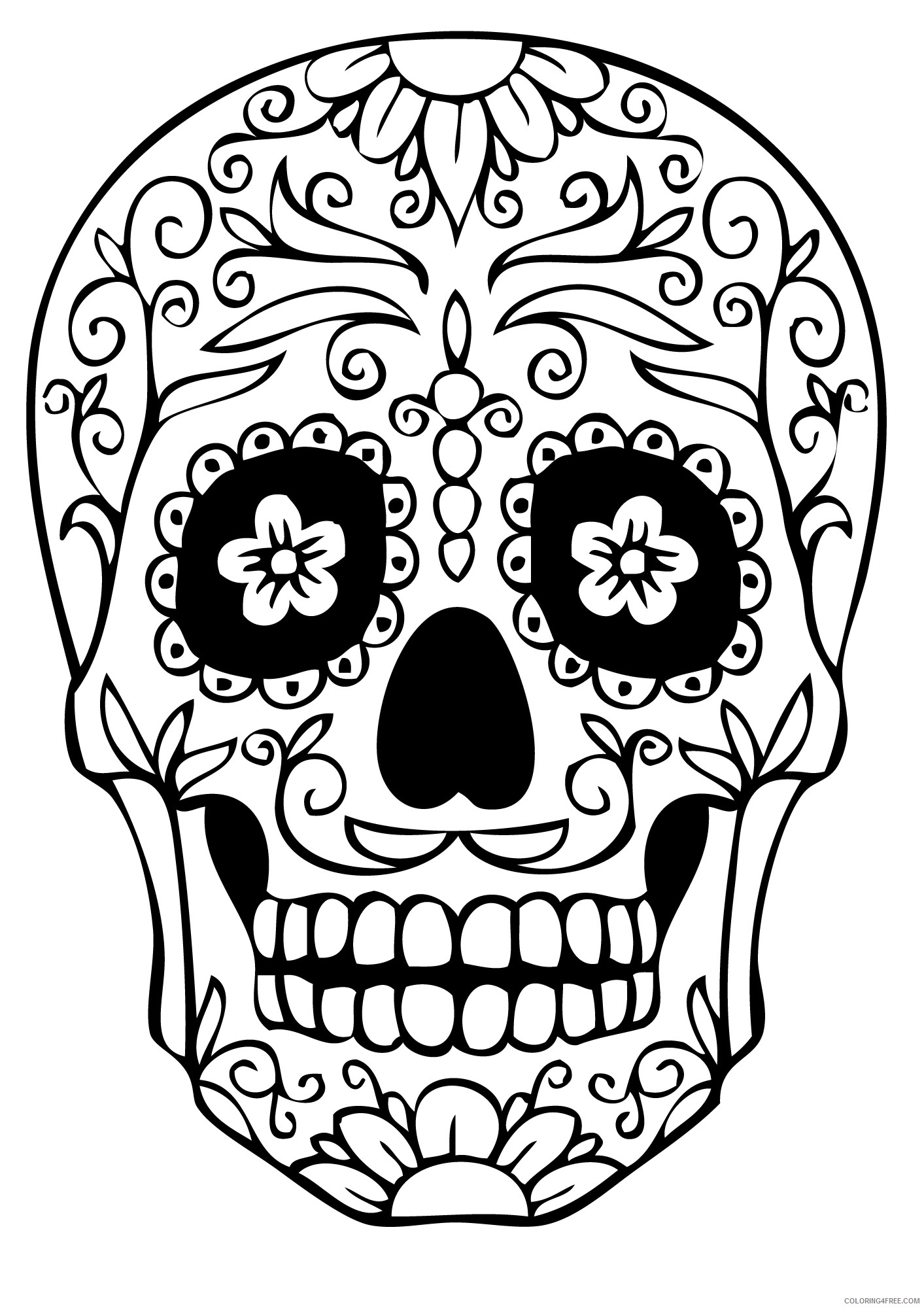 adult coloring pages sugarskull Coloring4free