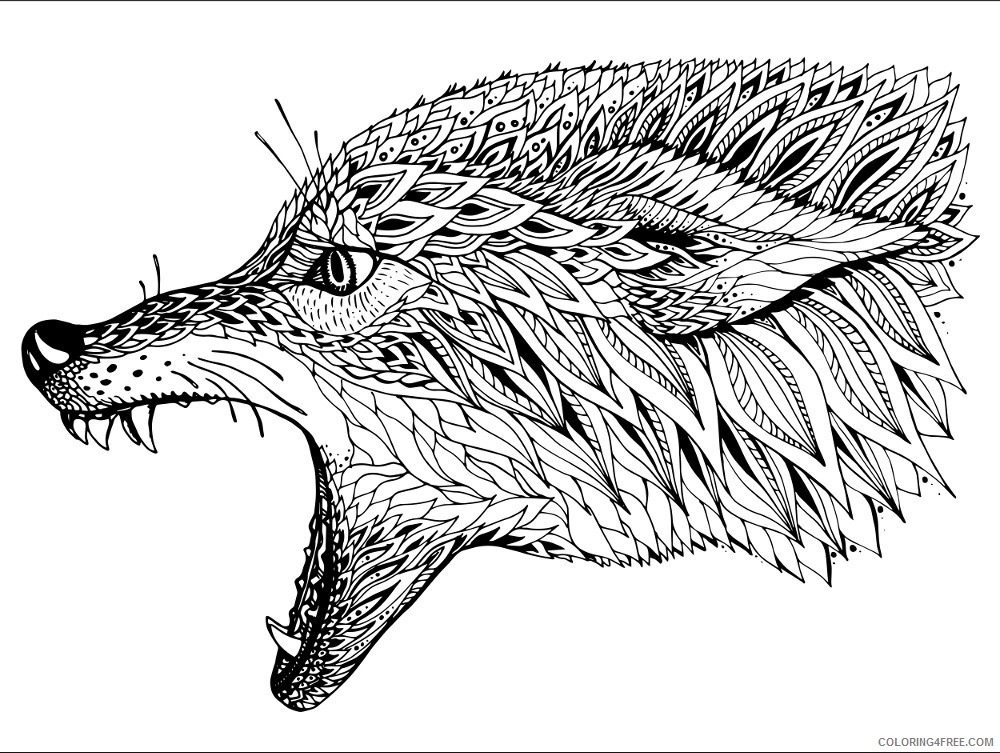 adult coloring pages wolf head Coloring4free