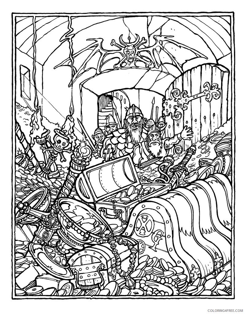 advanced coloring pages vikings and treasures Coloring4free