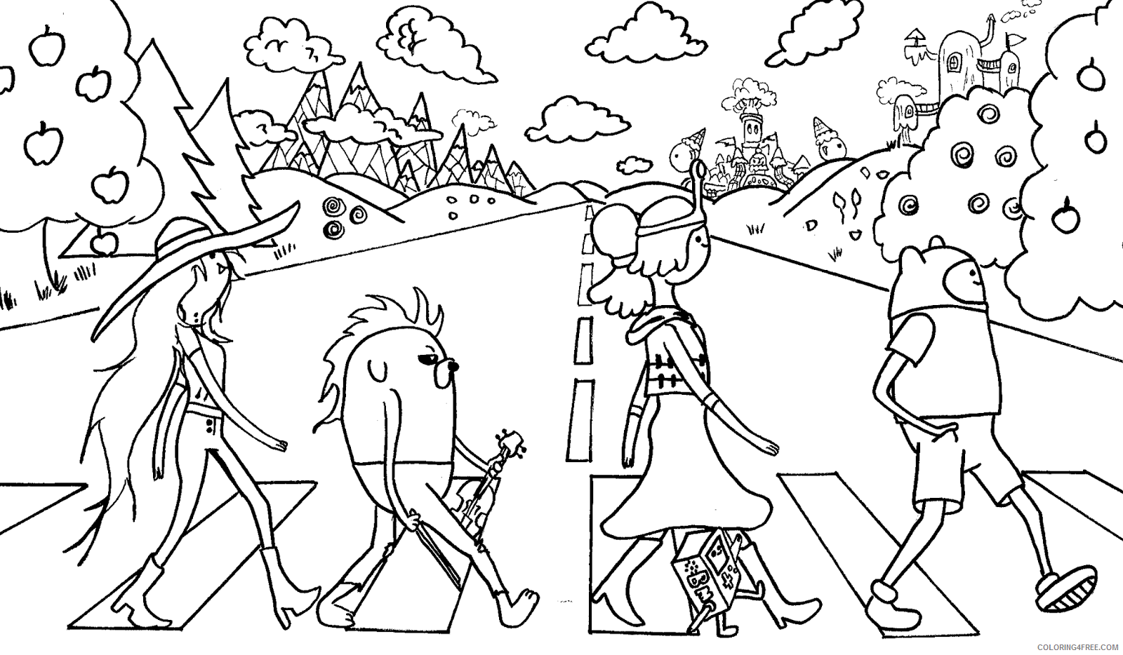 adventure time coloring pages the beatles Coloring4free