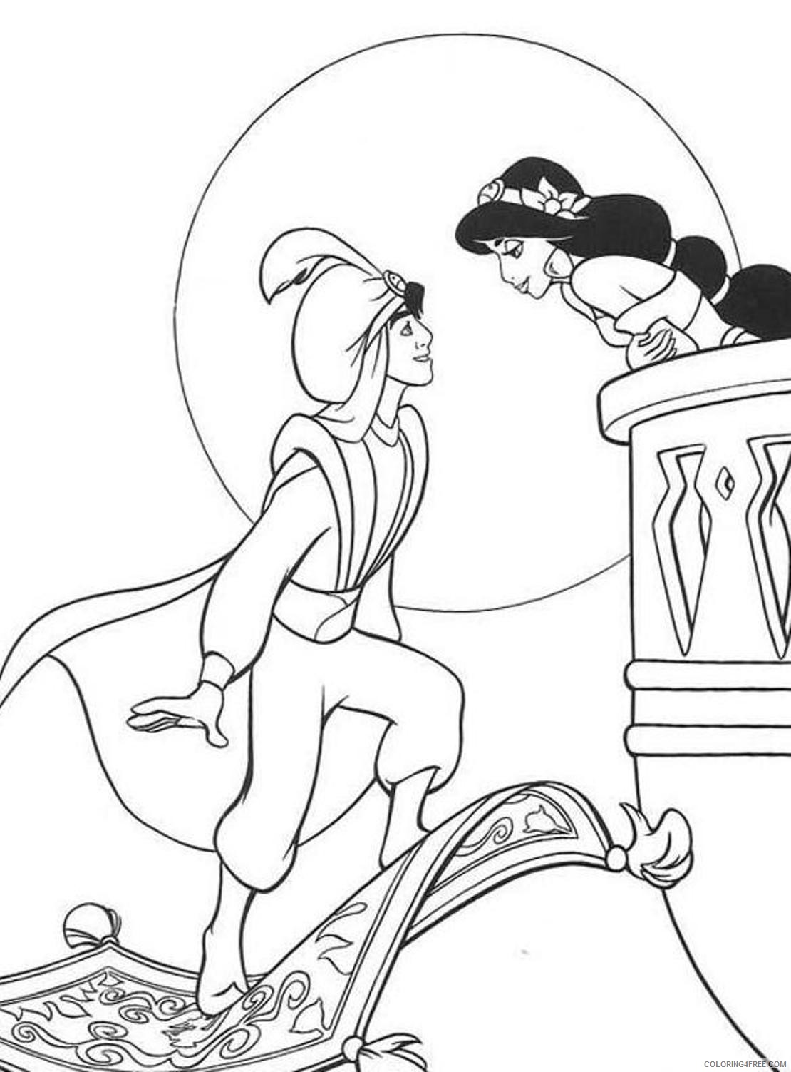 aladdin coloring pages aladdin and princess jasmine Coloring4free