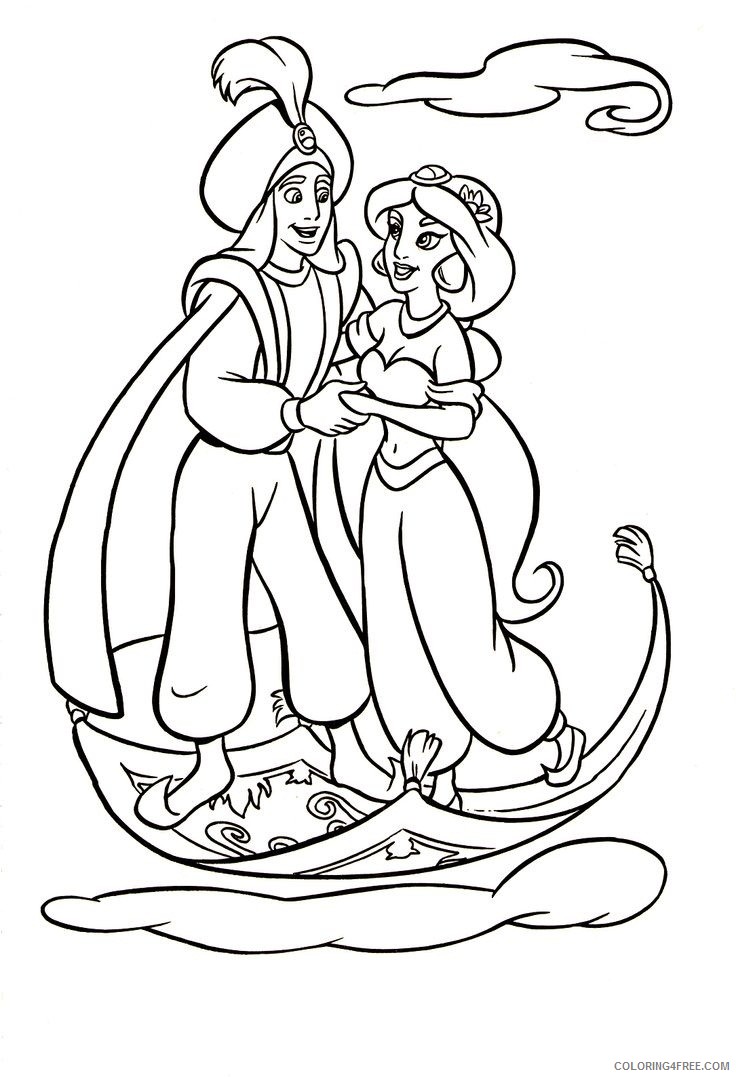 aladdin coloring pages flying with magic carpet Coloring4free