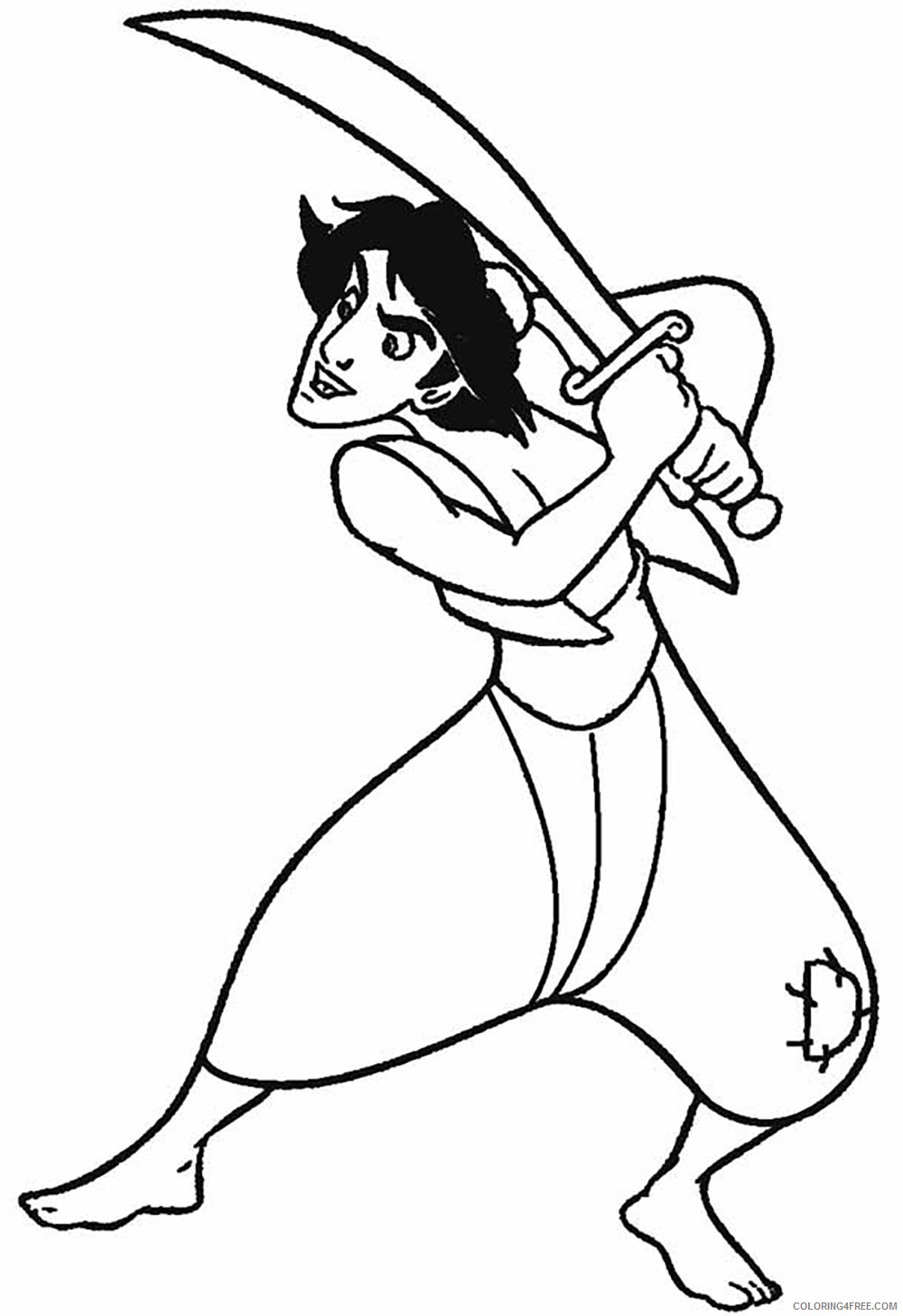 aladdin coloring pages holding sword Coloring4free
