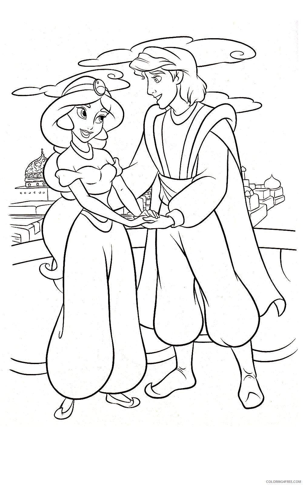 aladdin coloring pages with jasmine Coloring4free