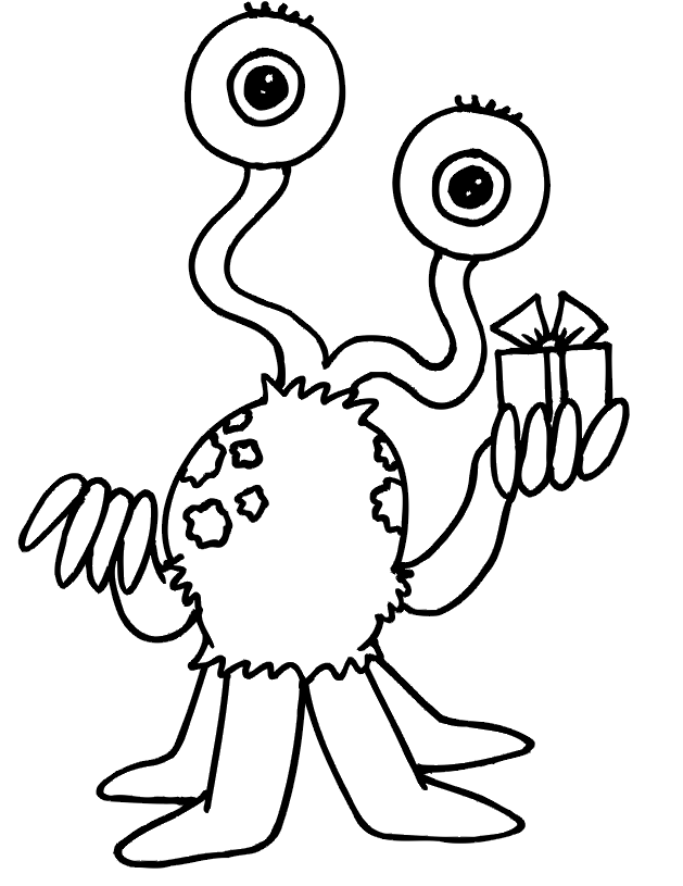 alien coloring pages with gift Coloring4free