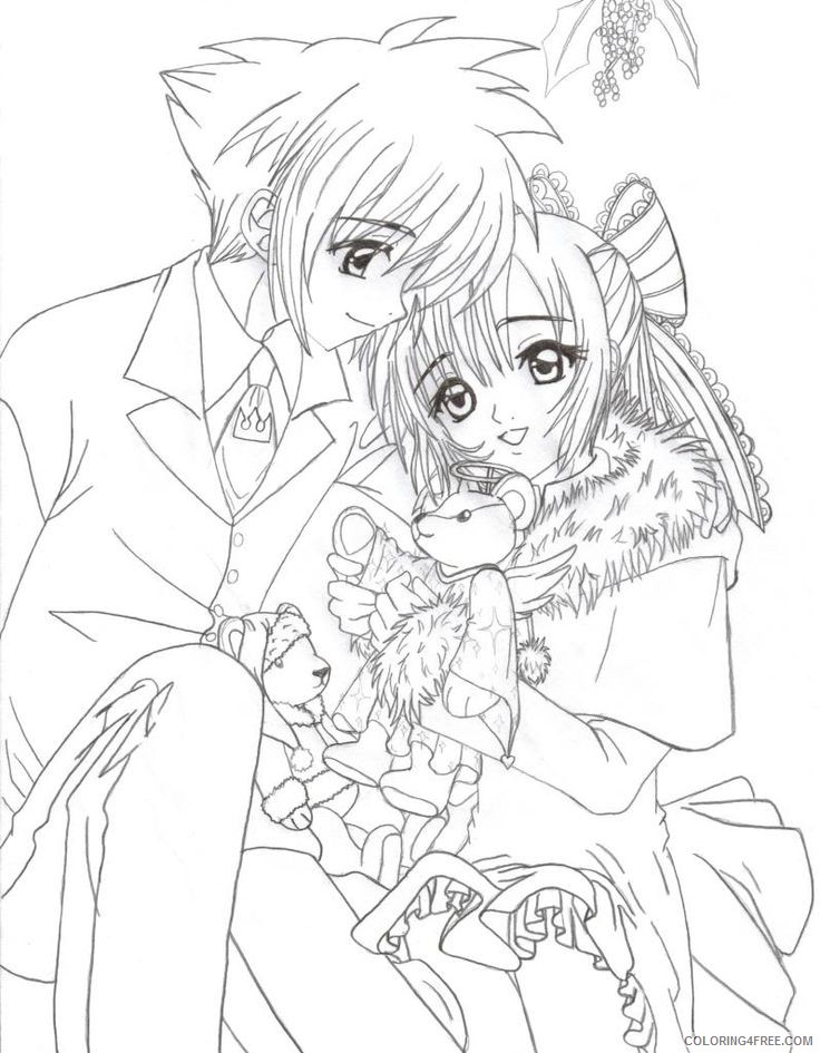 anime coloring pages boy and girl couple Coloring4free