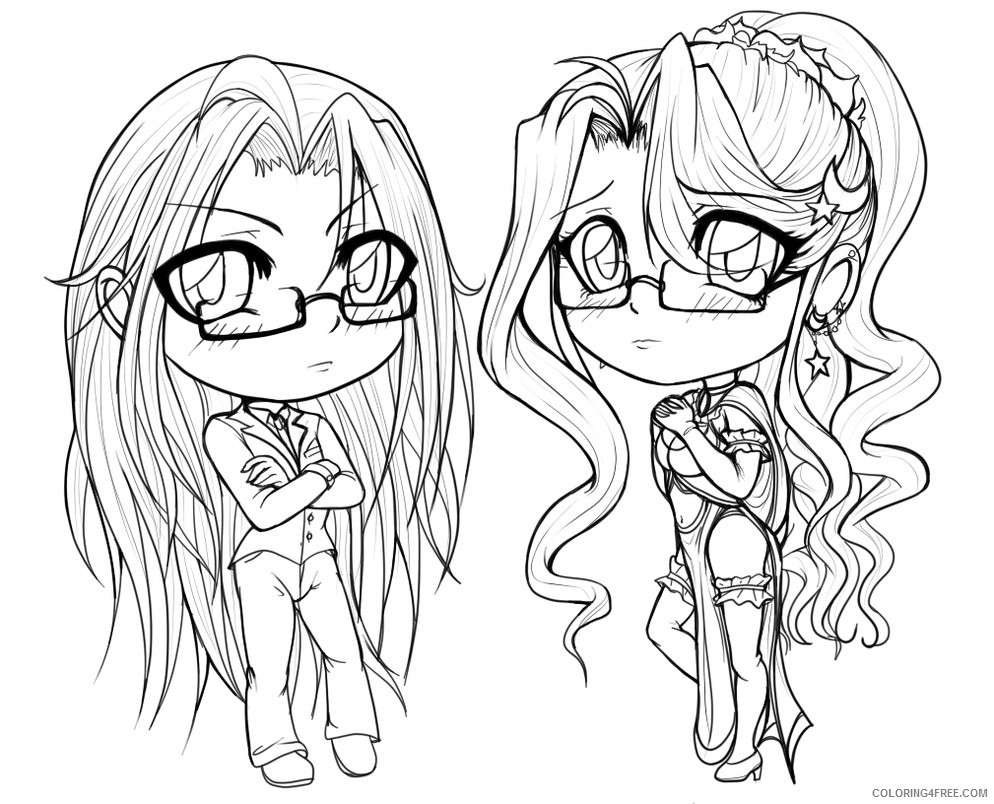 anime coloring pages chibi girls Coloring4free