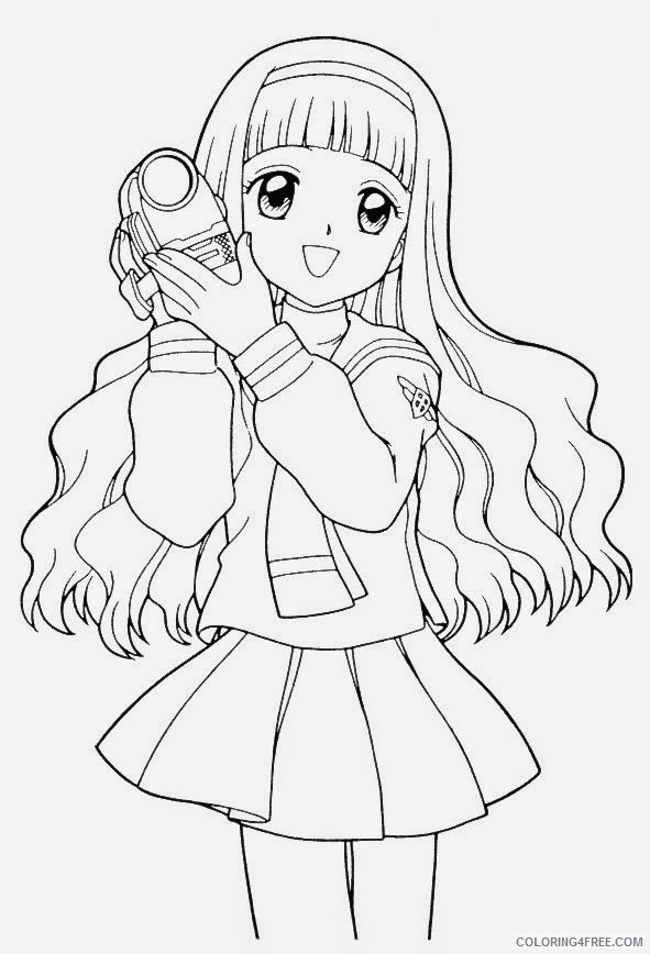 anime girl coloring pages holding camera Coloring4free