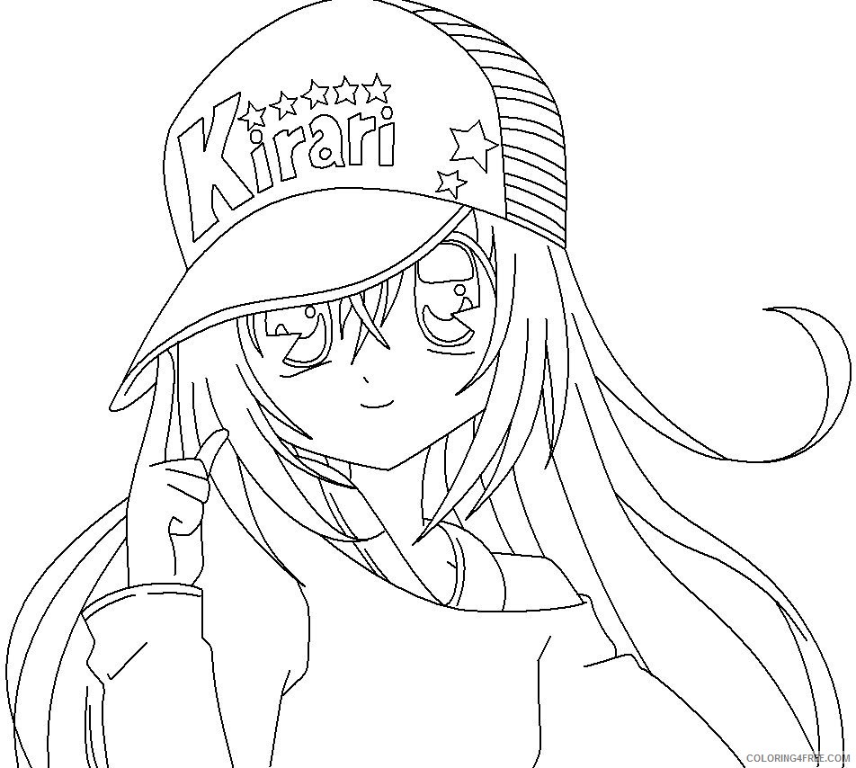 anime girl coloring pages wearing hat Coloring4free