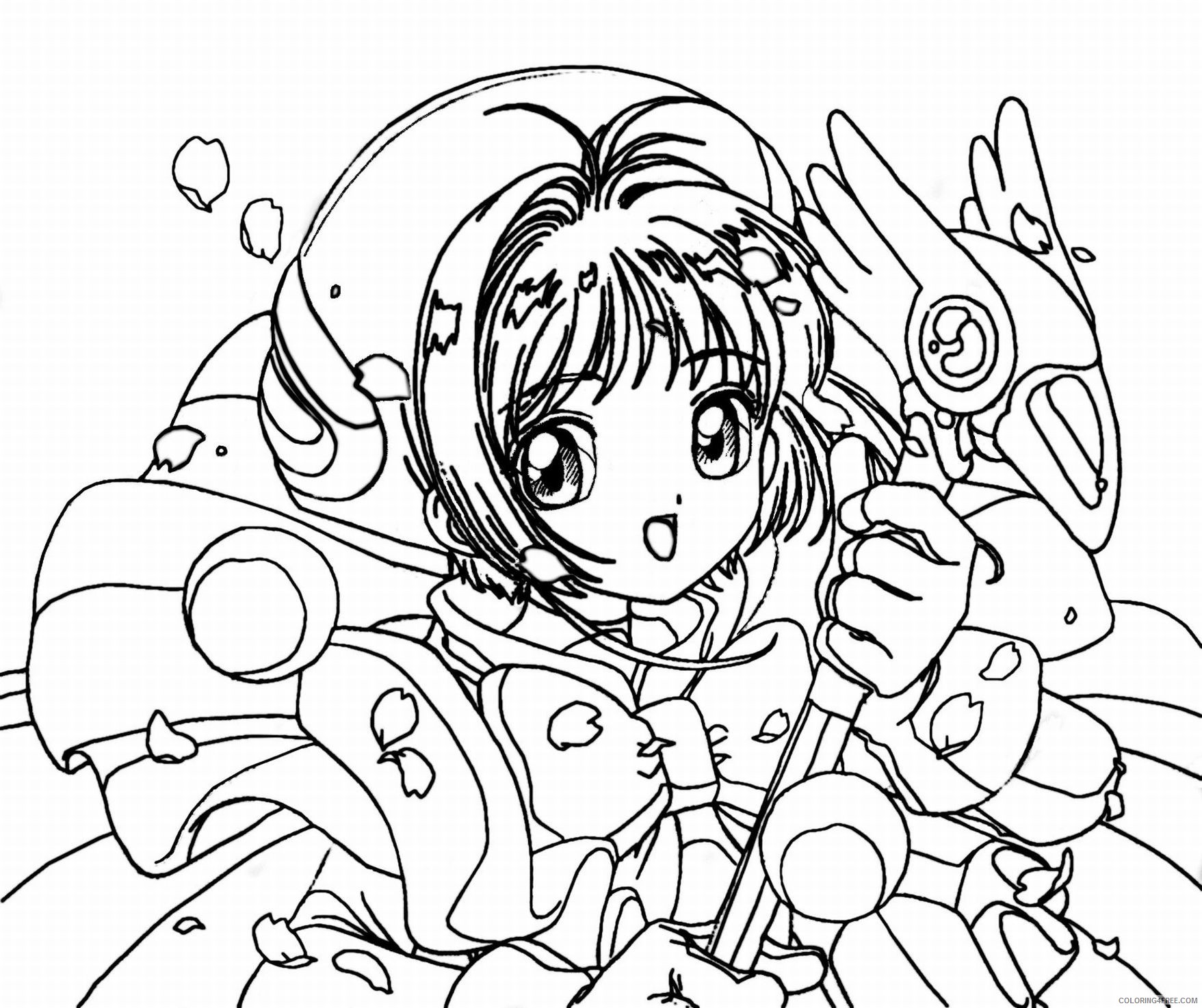 anime girl coloring pages with magic wand Coloring4free