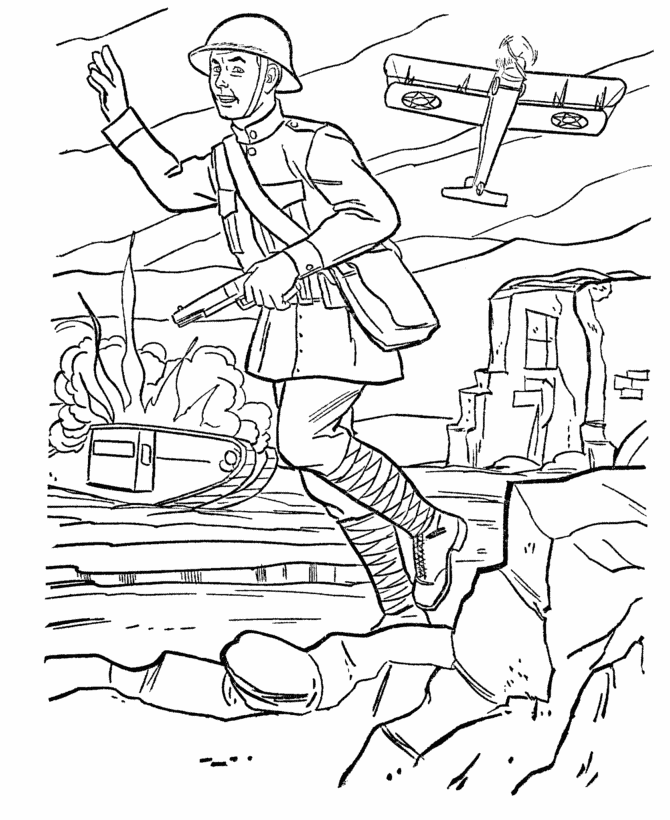 army coloring pages soldier in war Coloring4free