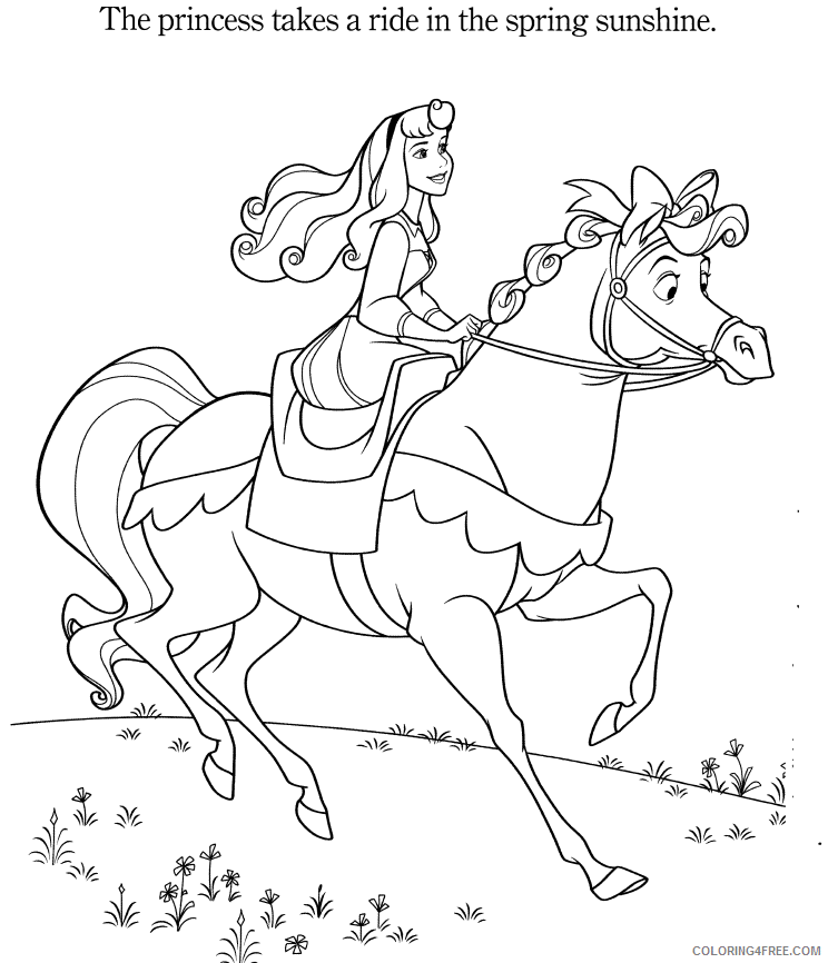 aurora coloring pages riding horse Coloring4free