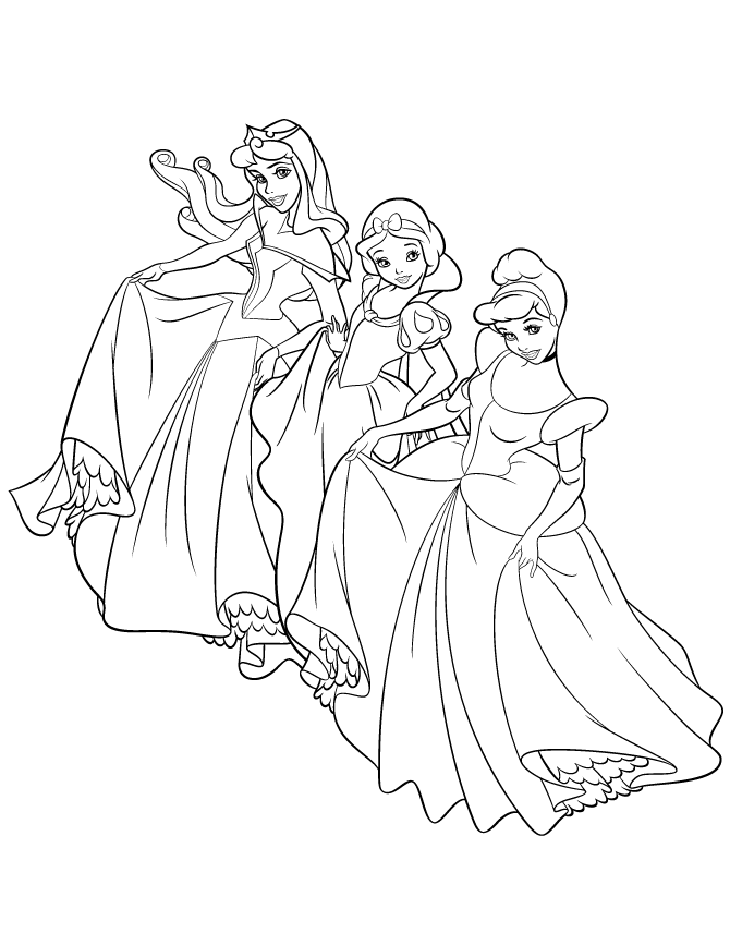 aurora coloring pages with snow white and cinderella Coloring4free