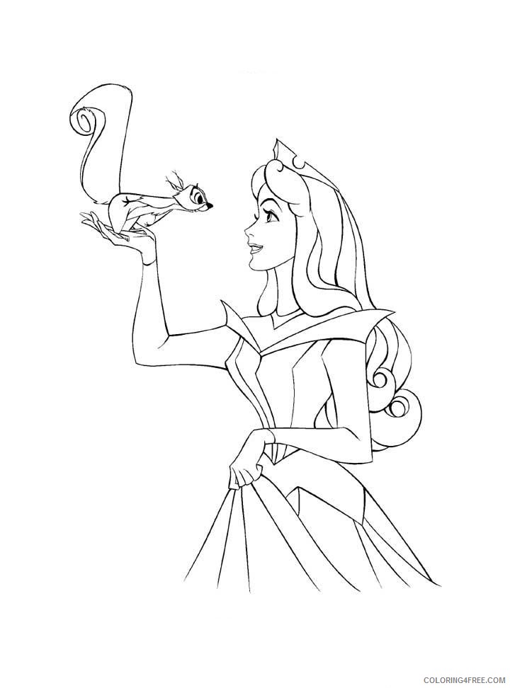 aurora coloring pages with squirrel Coloring4free