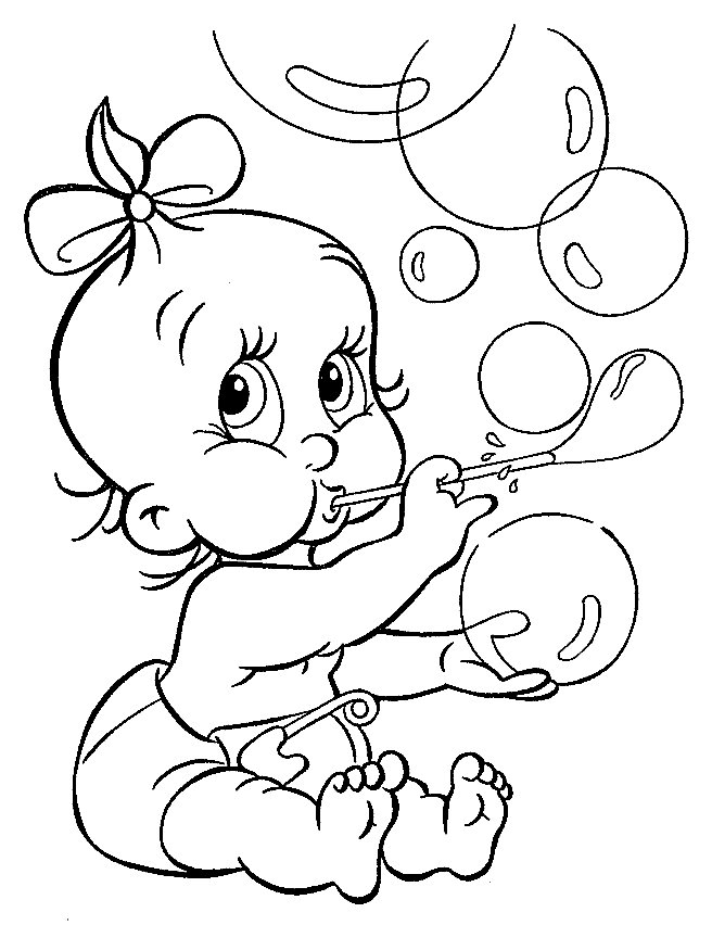 baby coloring pages playing bubbles Coloring4free