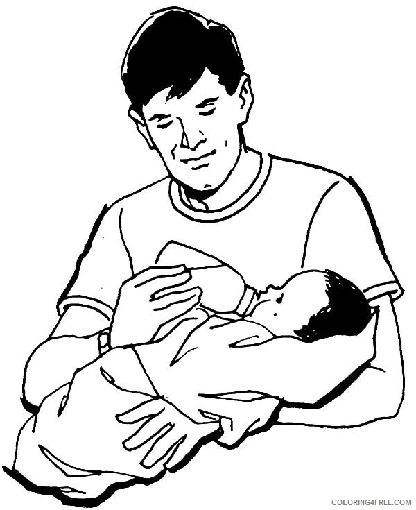 baby coloring pages with dad Coloring4free