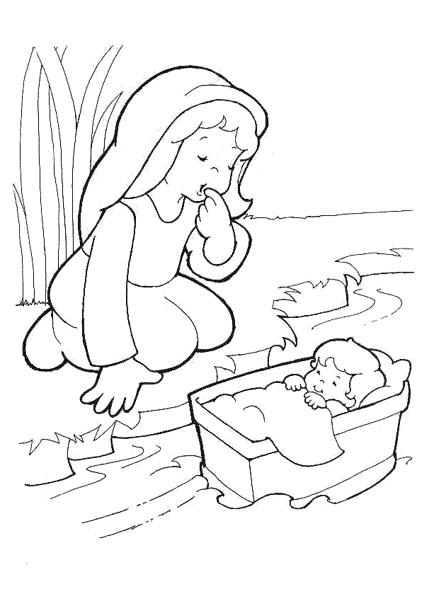 baby moses coloring pages in basket Coloring4free