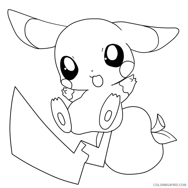 baby pikachu coloring pages cute Coloring4free
