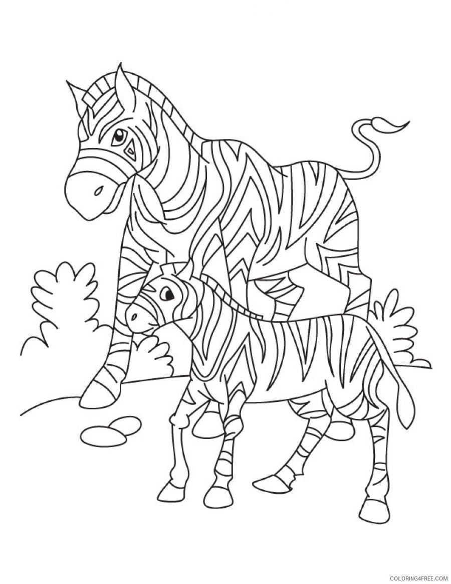baby zebra coloring pages with mom Coloring4free