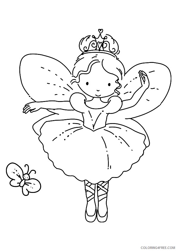 ballet coloring pages with butterfly Coloring4free