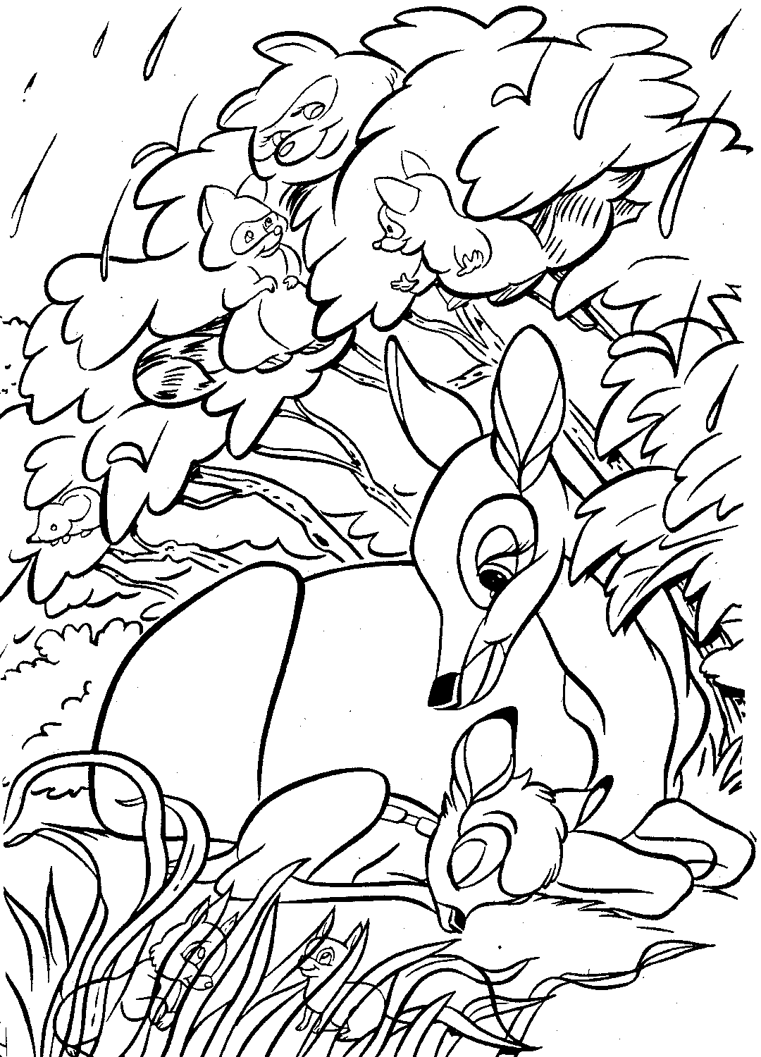 bambi coloring pages and his mother Coloring4free