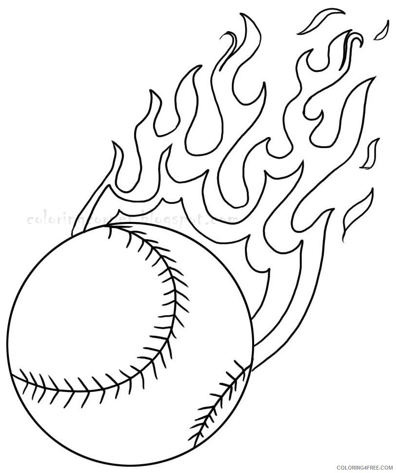 baseball coloring pages fire ball Coloring4free