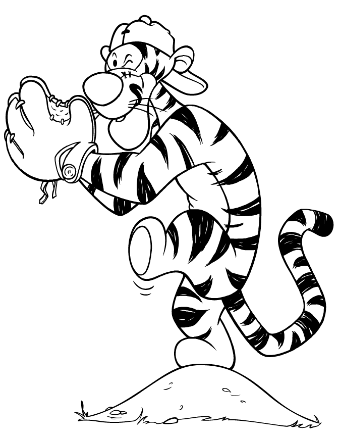 baseball coloring pages tigger pitcher Coloring4free