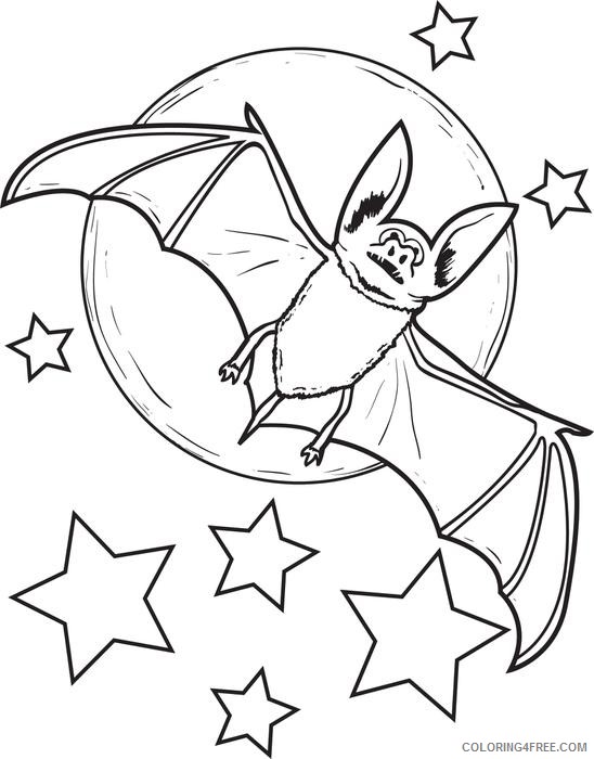 bat coloring pages halloween moon stars Coloring4free