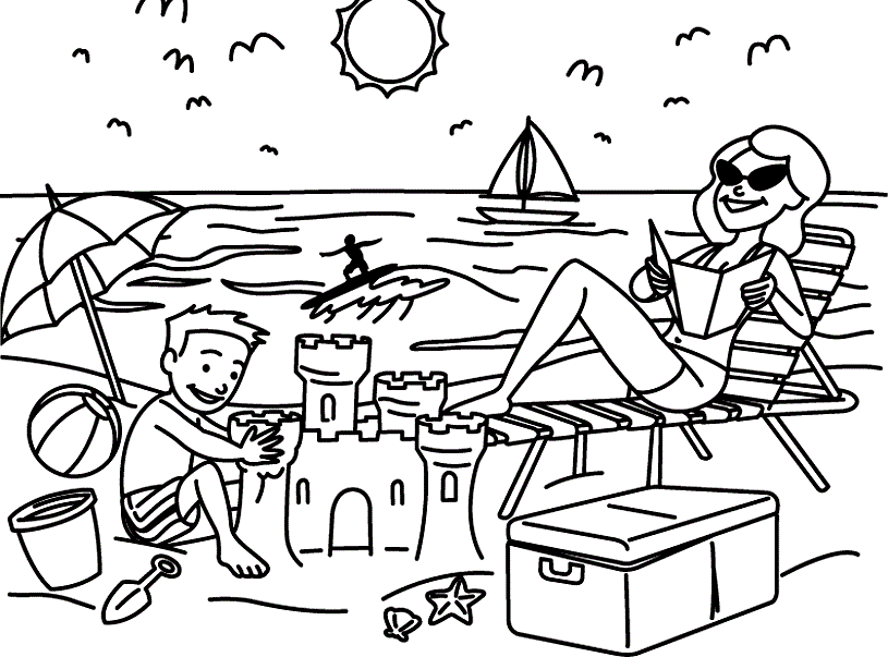 beach coloring pages holiday Coloring4free