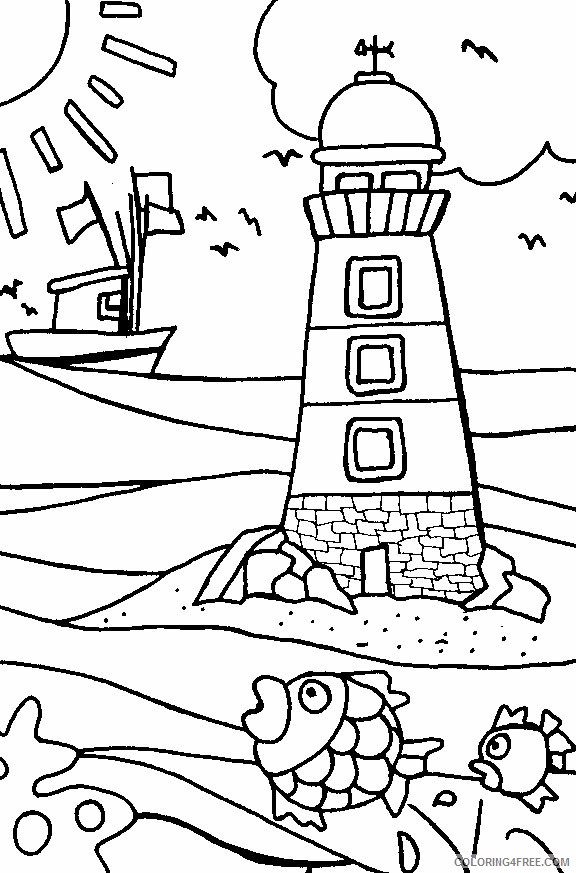 beach coloring pages lighthouse Coloring4free