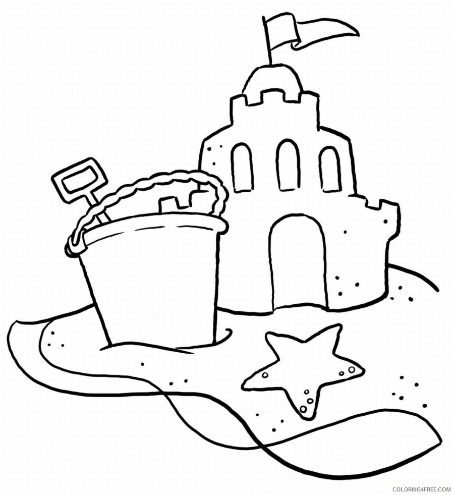 beach coloring pages sand castle Coloring4free