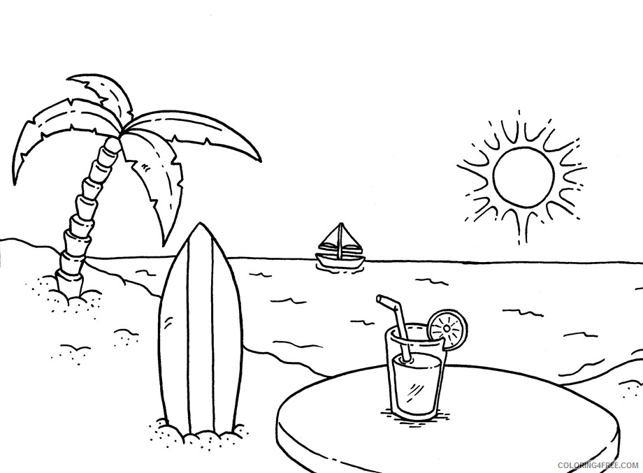 beach coloring pages summer Coloring4free