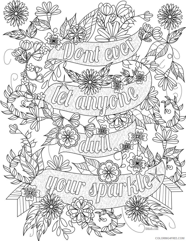beautiful quote coloring pages for adults Coloring4free