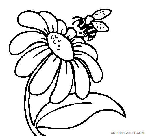 bee coloring pages with flower Coloring4free