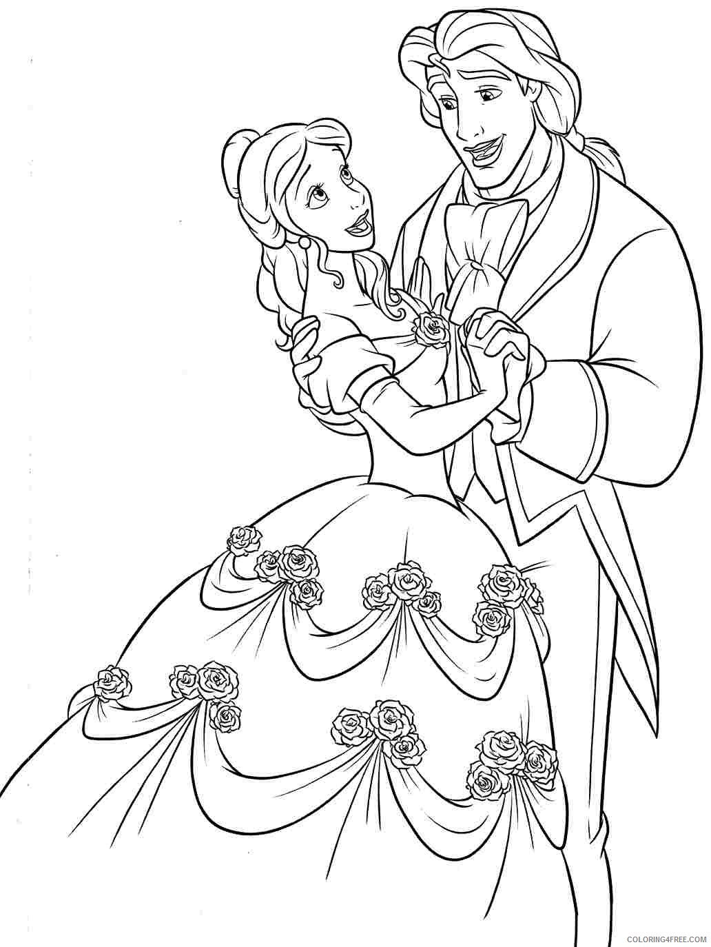belle coloring pages and the prince Coloring4free