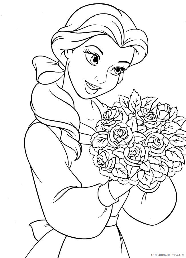 belle coloring pages carrying flowers Coloring4free